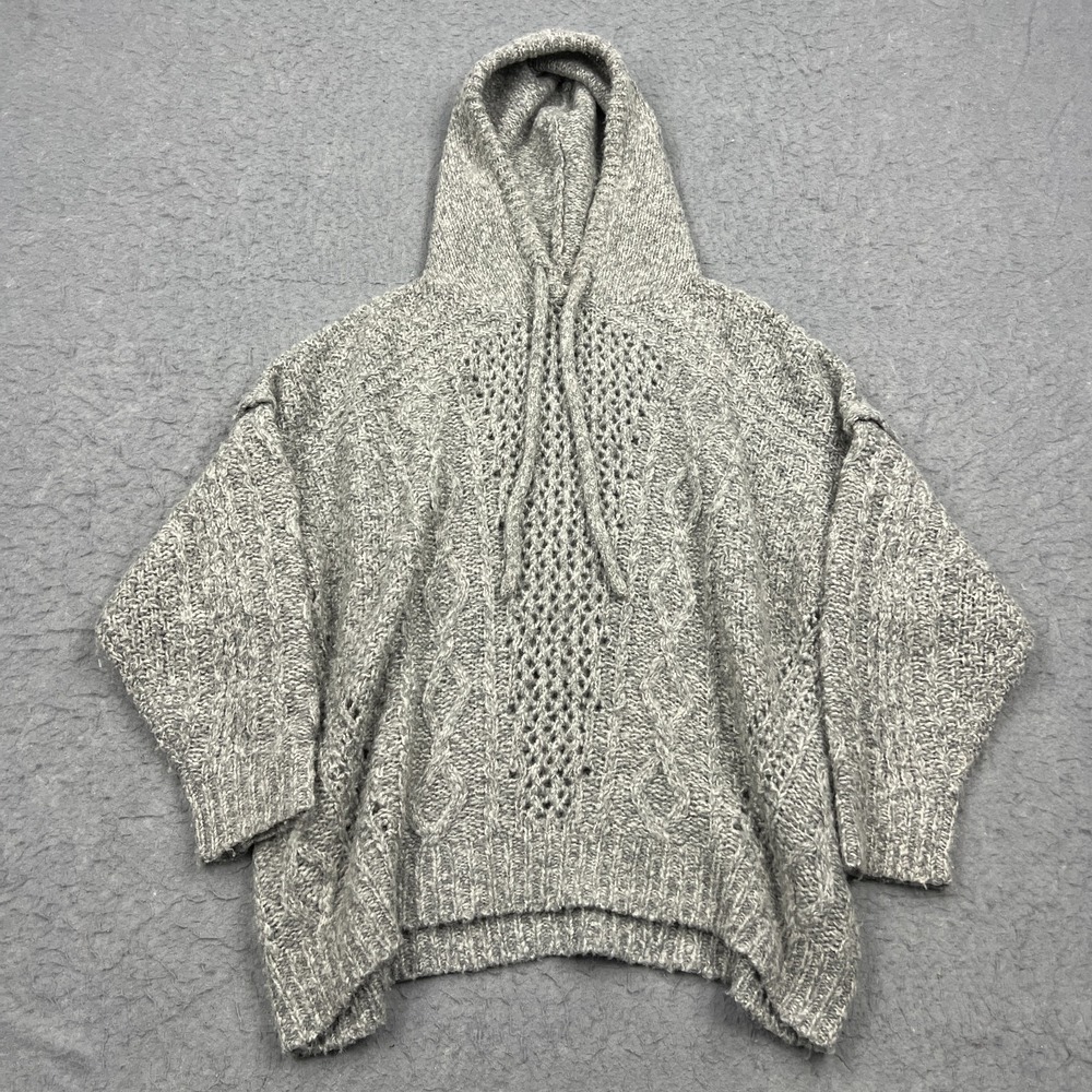 IRO Meadow Hoodie Womens Small Gray Yak Wool Alpaca Chunky Knit Pullover Sweater